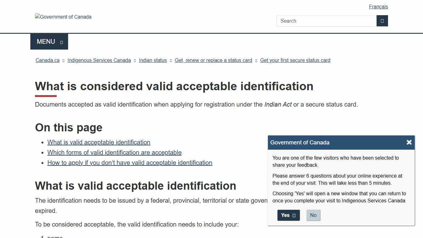 What is considered valid acceptable identification